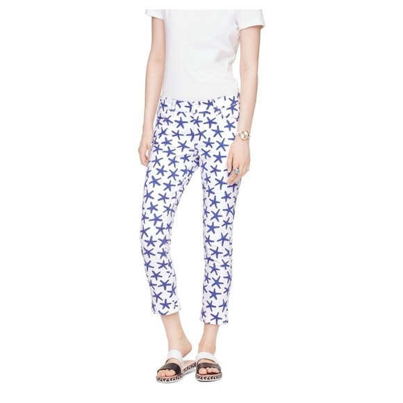 NWOT-Kate Spade Women's White Starfish Denim Capri - Picture 1 of 9